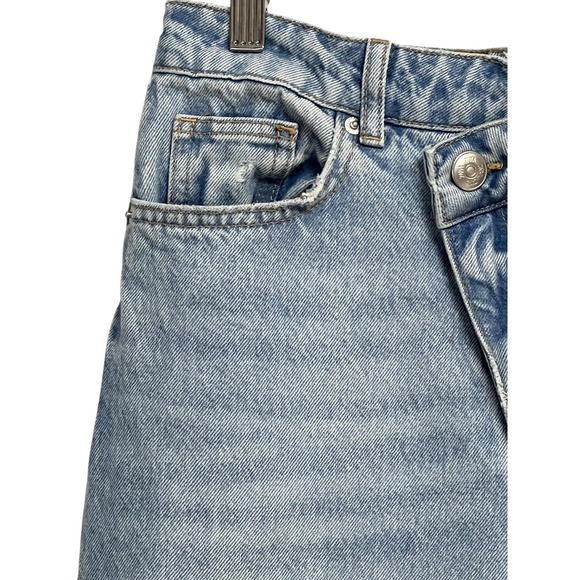 Zara Z1975 Jeans Womens 4 Light Wash Denim Straight Leg Cuffed High Rise Cotton - Picture 5 of 11